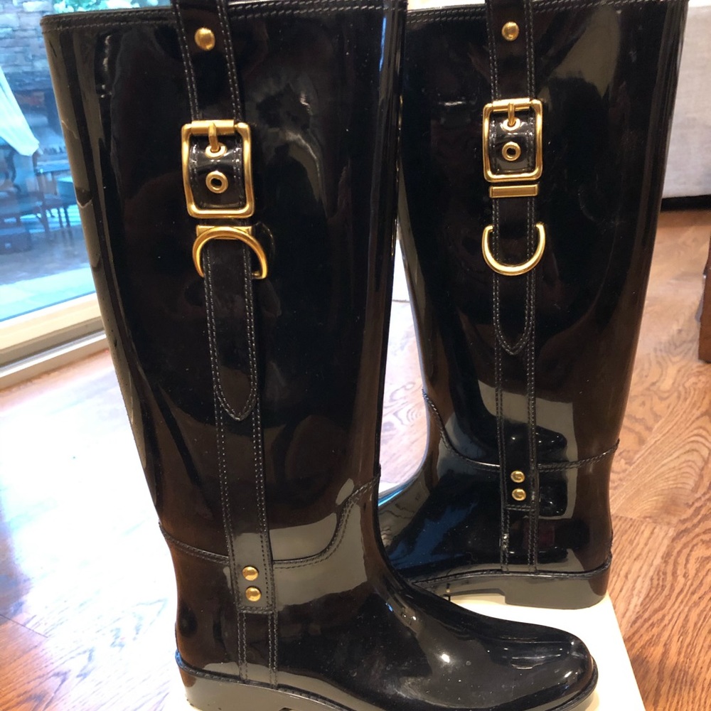 Coach Tasha shiny finish rain boots